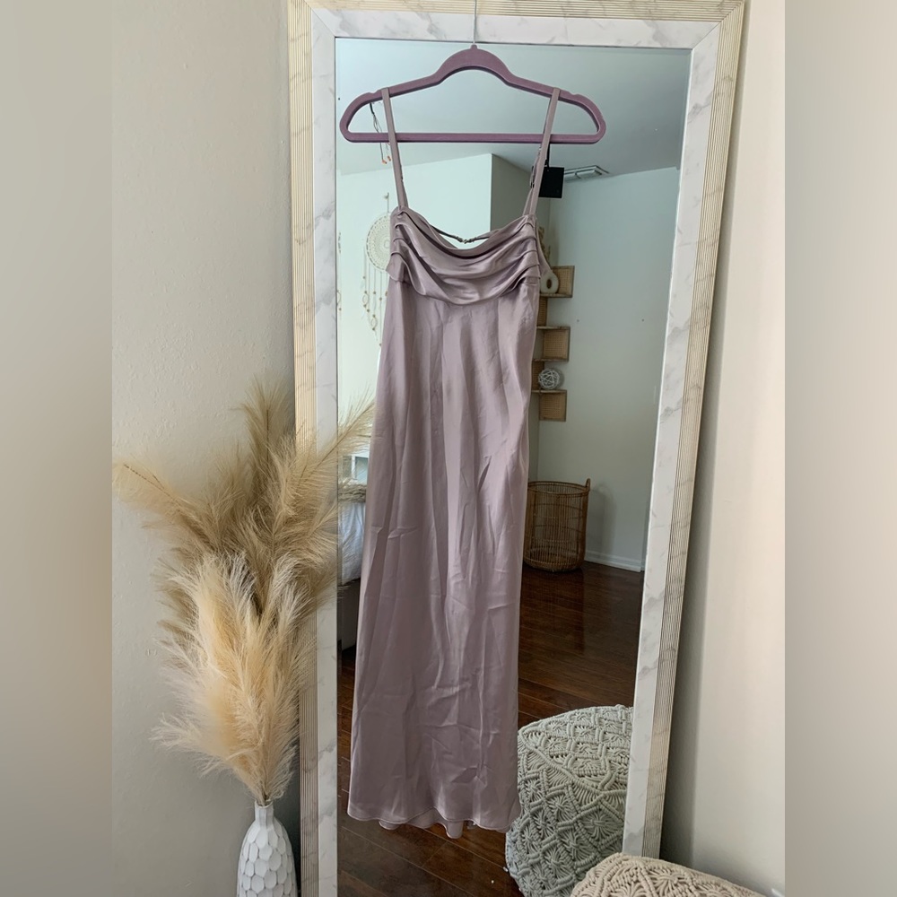 Silver silk long dress